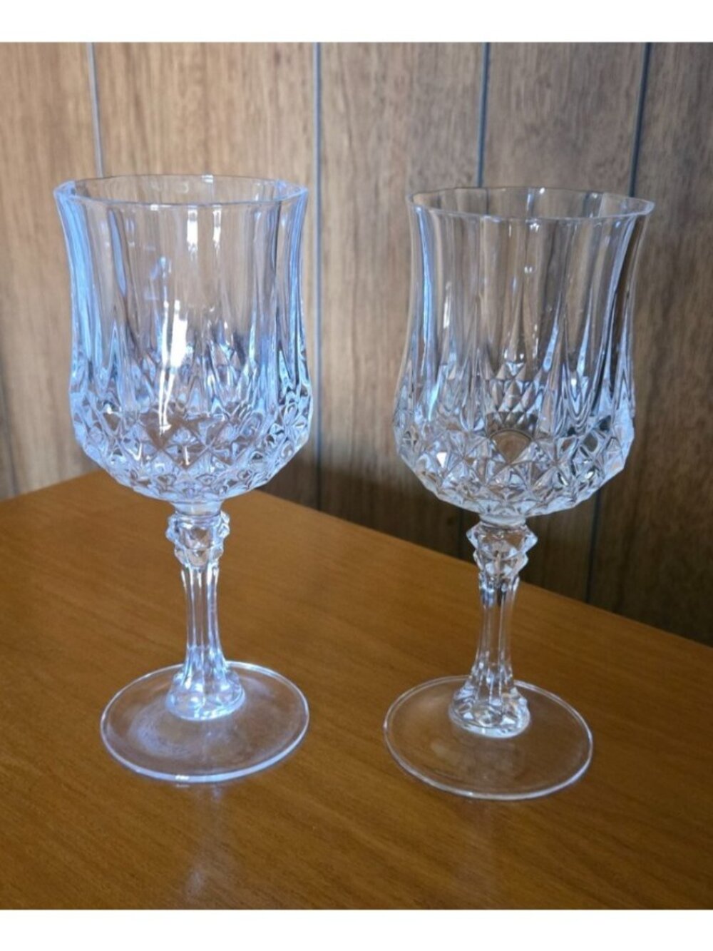 Two Cristal d'Arques-Durand LONGCHAMP 7 inch water Goblets, Solid, Heavy Feel